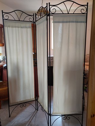 Biombo plegable hierro y tela