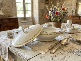 🇫🇷 Limoges Sopera Porcelana antigua Art Deco floral