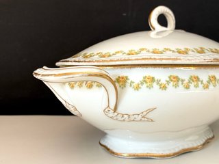 🇫🇷 Limoges Sopera Porcelana antigua Art Deco floral
