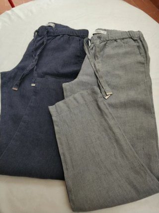 Lote 2 Pantalones Mango Azul y Gris