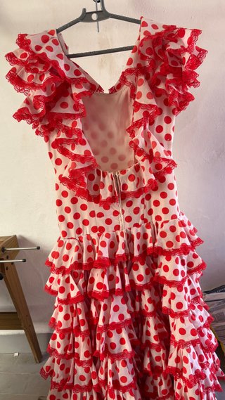 Traje de Sevillana Blanco y Rojo