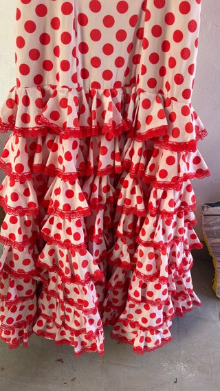 Traje de Sevillana Blanco y Rojo