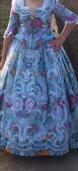 Vestido Fallera Azul Multicolor