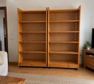 2 Estanterías Madera Pino con Ruedas