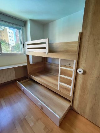 Litera Infantil con Cama Nido, armario, escritorio