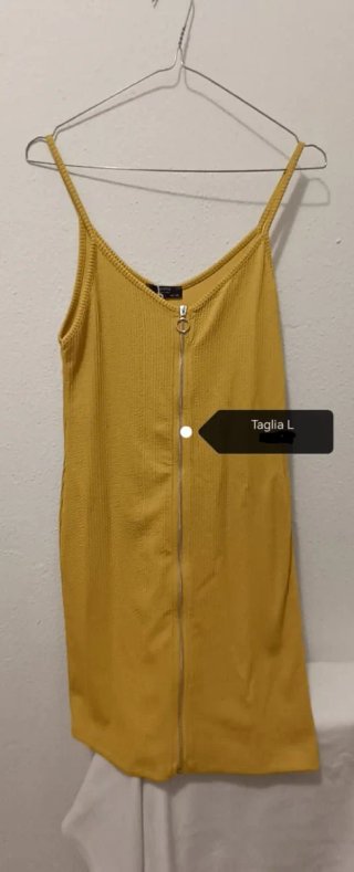 Vestito senape con zip frontale