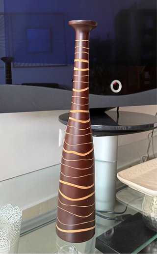 Jarrón Decorativo Étnico de Madera