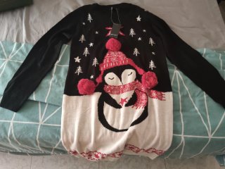 Vestido Invierno Pingüino Negro y Blanco