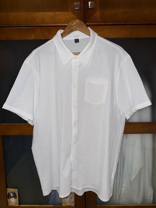 Camisa Manga Corta Blanca Texturizada