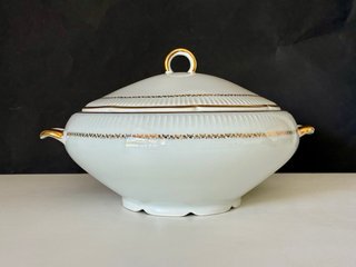 🇫🇷 Sopera blanca y dorado Porcelana