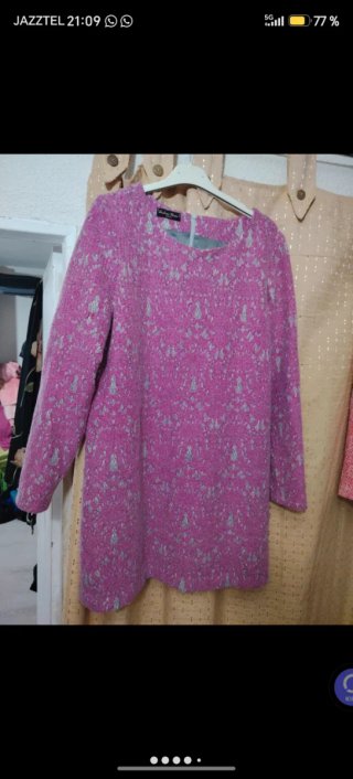 Vestido de punto texturizado rosa m l invierno