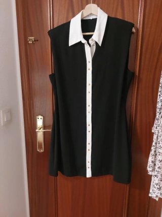 Vestido camisero Zara negro y blanco