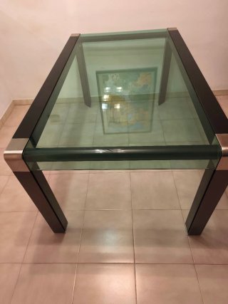 Mesa de comedor cristal y metal