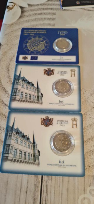 3 Monedas Conmemorativas 2 Euro Luxemburgo 2022