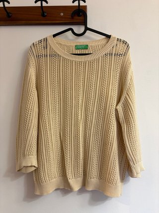 Jersey Calado Beige Benetton Talla S Mujer