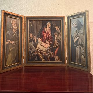 Tríptico Religioso con Marco de Madera