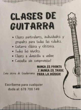 Clases de guitarra en el centro de Cercedilla