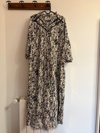 Vestido Largo Boho Estampado Blanco y Negro S