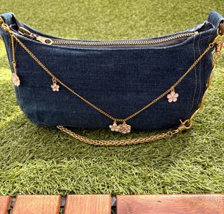Bolso Jeans con Cadena de Charms Blanco NUEVO