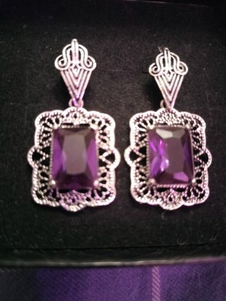 Pendientes Vintage Morados y Plateados