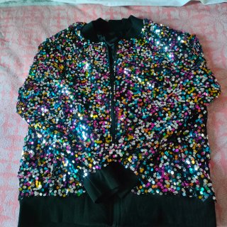 Chaqueta bomber lentejuelas multicolor