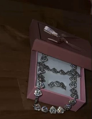 Conjunto Swarovski Corazón Plata y Blanco