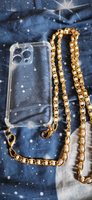 Cover iPhone 13 Pro con catena perla