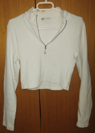 Zara Jersey Blanco Cremallera.