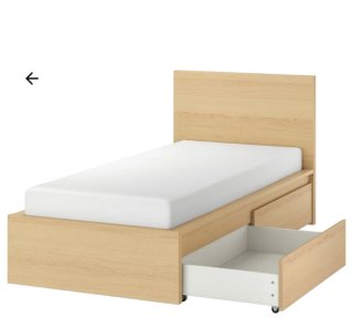 Estructura Cama Malm 90x200 con Cajones