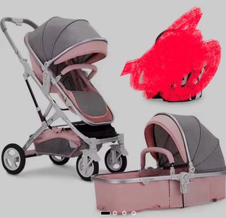 Carrito de Bebé 2 en 1 Gris y Rosa