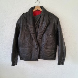 Chaqueta Cuero Vintage Negra