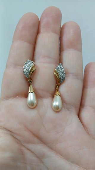 Pendientes Chapados Oro Perla Vintage "Or Pla"