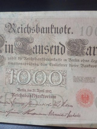 Billete antiguo 1000 Marcos Alemanes 1910