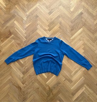 Jersey Tommy Hilfiger Azul Cuello Pico XS