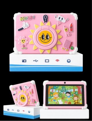 Tablet Infantil Rosa con Divertidos Dibujos