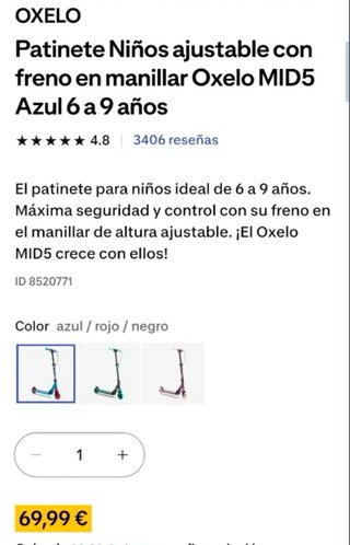 Patinete Infantil Oxelo MID5 Ajustable