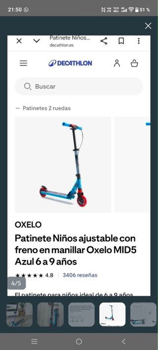Patinete Infantil Oxelo MID5 Ajustable