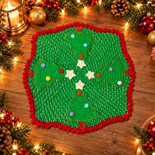 Tappeto natalizio Alberi di Natale all'uncinetto