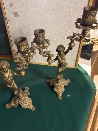 Coppia candelabri antichi in bronzo