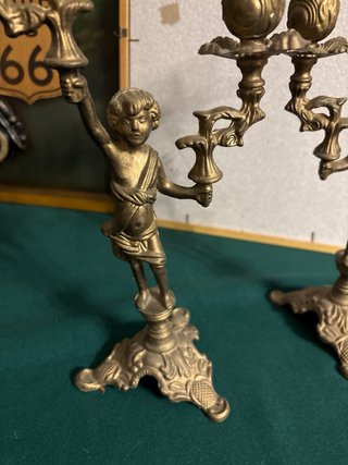 Coppia candelabri antichi in bronzo