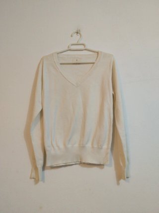 Jersey de cuello en V blanco
