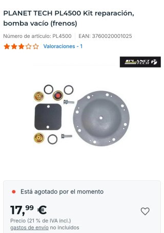 Kit reparación bomba vacío frenos PL4500