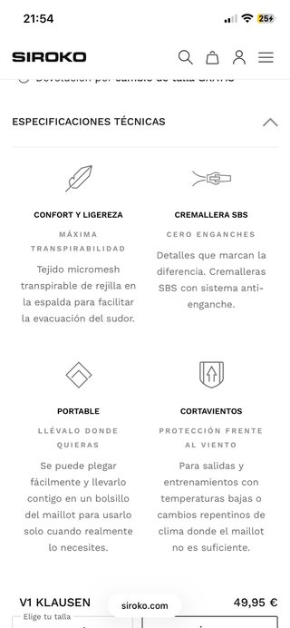 Chaleco Cortavientos Siroko V1 Klausen