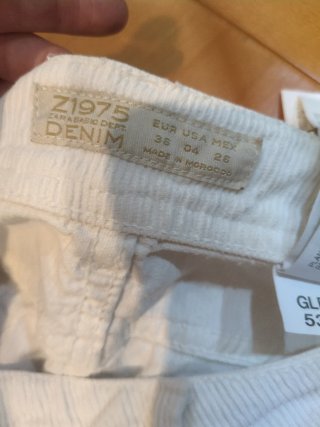 Pantalón pana ZARA blanco talla S