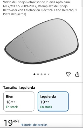 Espejo Retrovisor Izquierdo VW Golf MK7/MK7.5