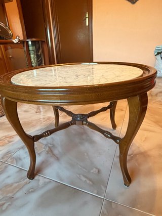 Mesa centro mármol y madera