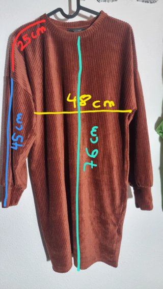 Vestido Manga Larga Efecto Pana