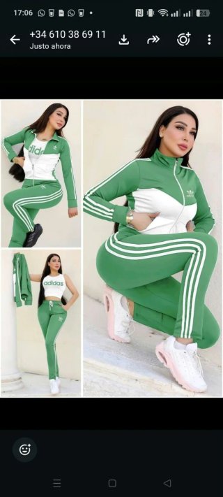 Conjunto deportivo Adidas mujer verde y blanco