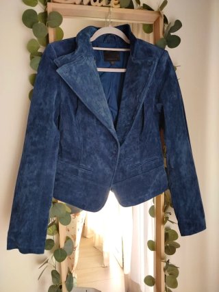 Chaqueta Zara Piel Ante Azul
