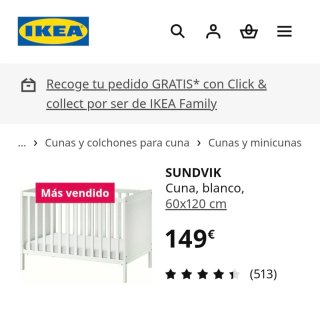 Cuna IKEA Sundvik Blanca 120x60 cm